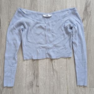 Twik Cropped Long Sleeve Off-The-Shoulder Top